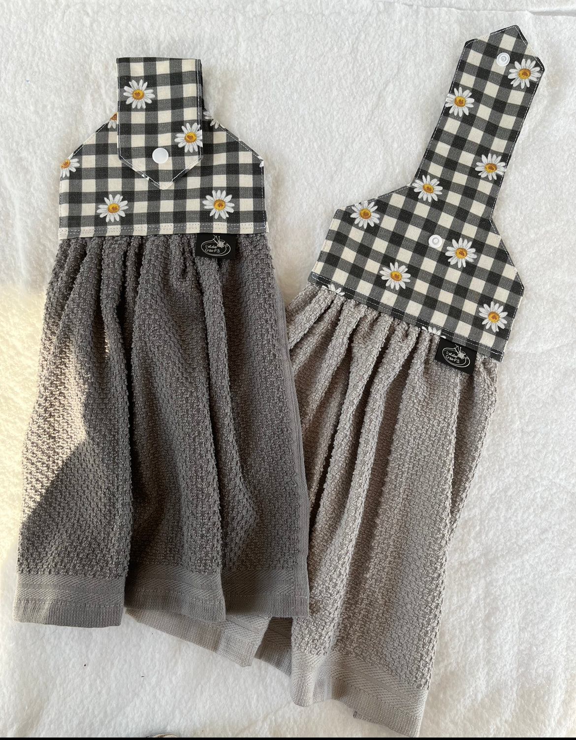 Serviette à main grise CARREAUX À FLEURS