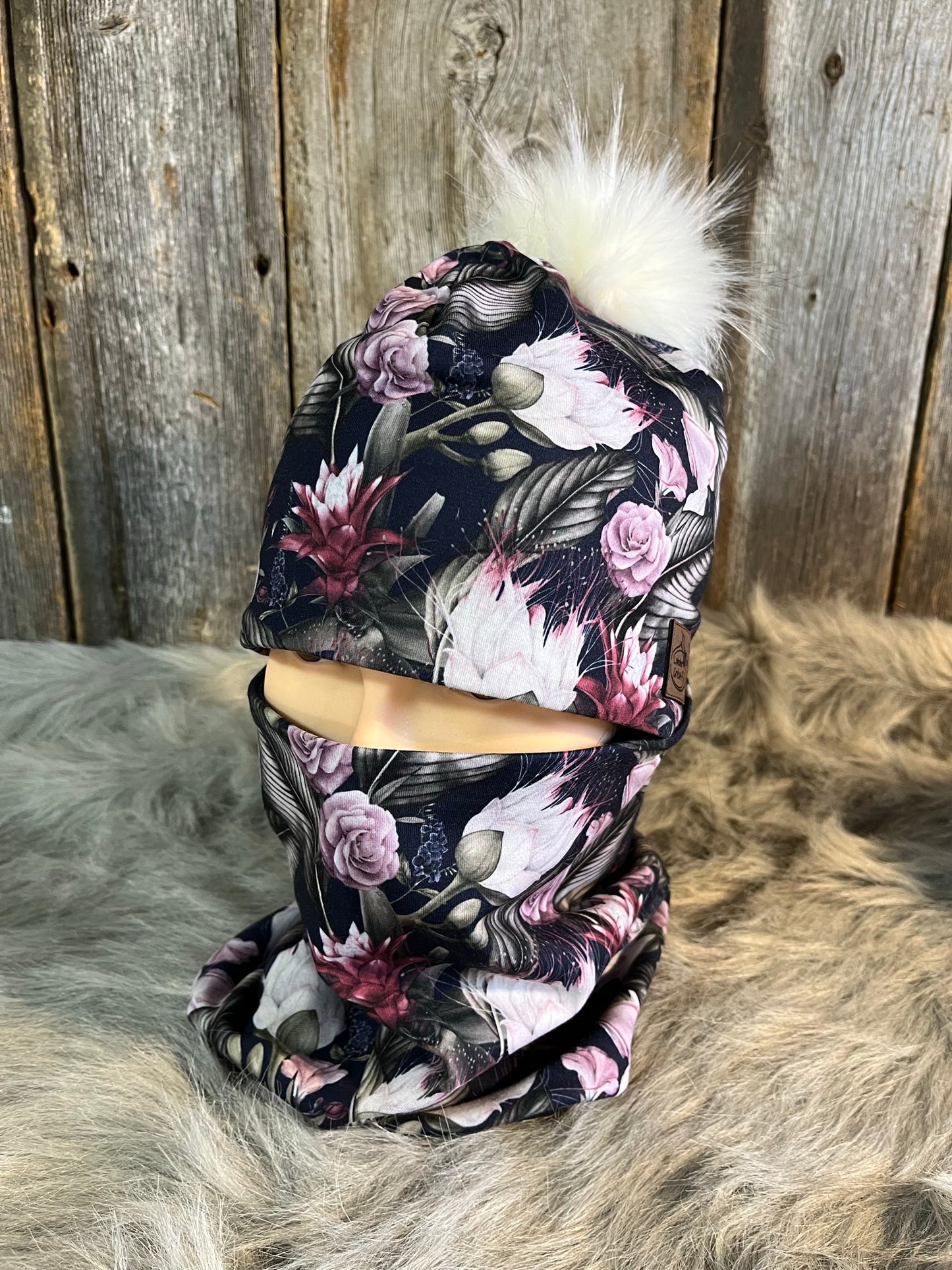 TUQUE et CACHE-COU bleu marin foncé