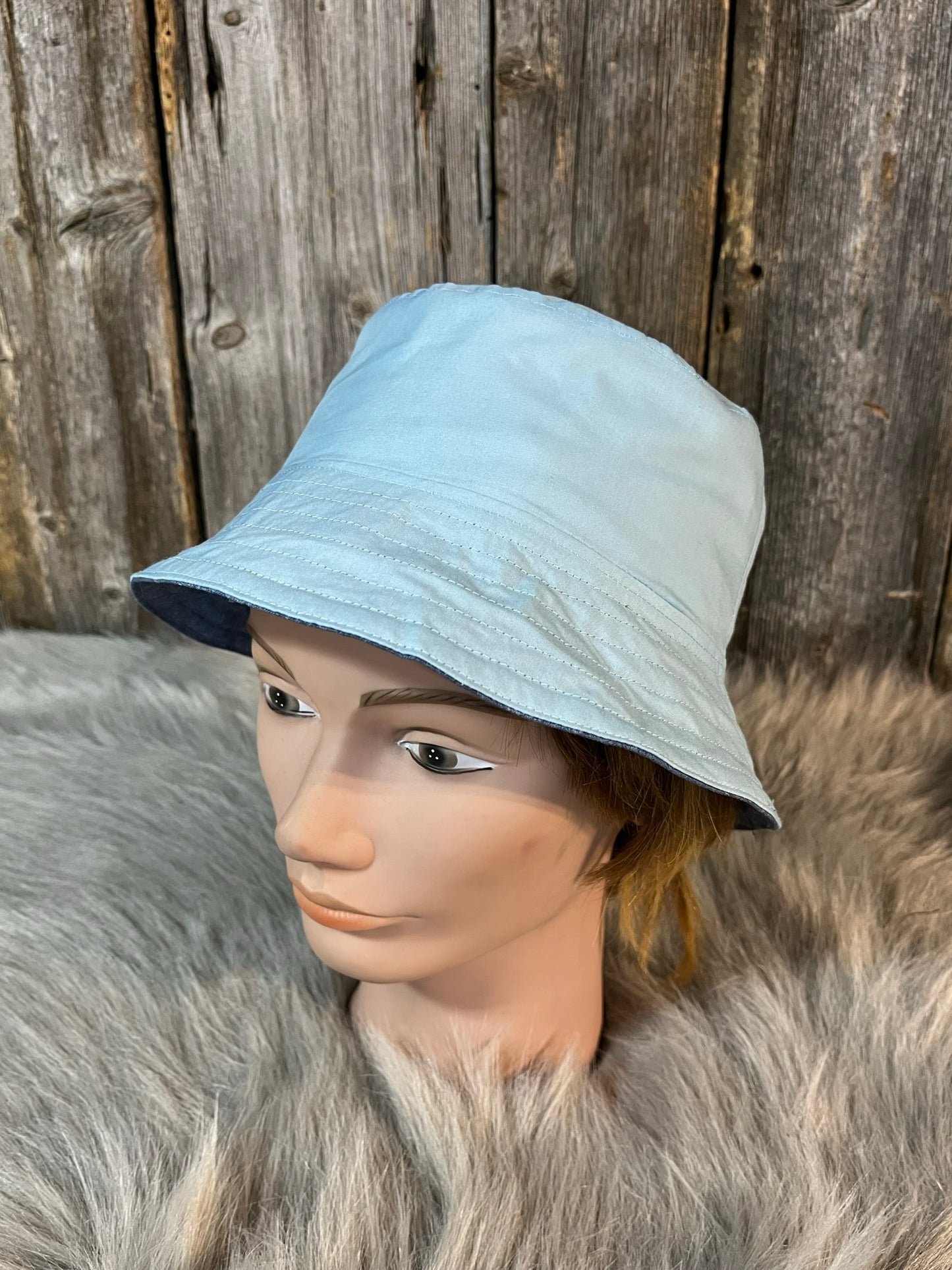 Chapeau Bob bleu/FLEURS Réversible 2 en 1