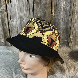 Chapeau Bob  beige et noir/ANIMAUX    Réversible  2 en 1